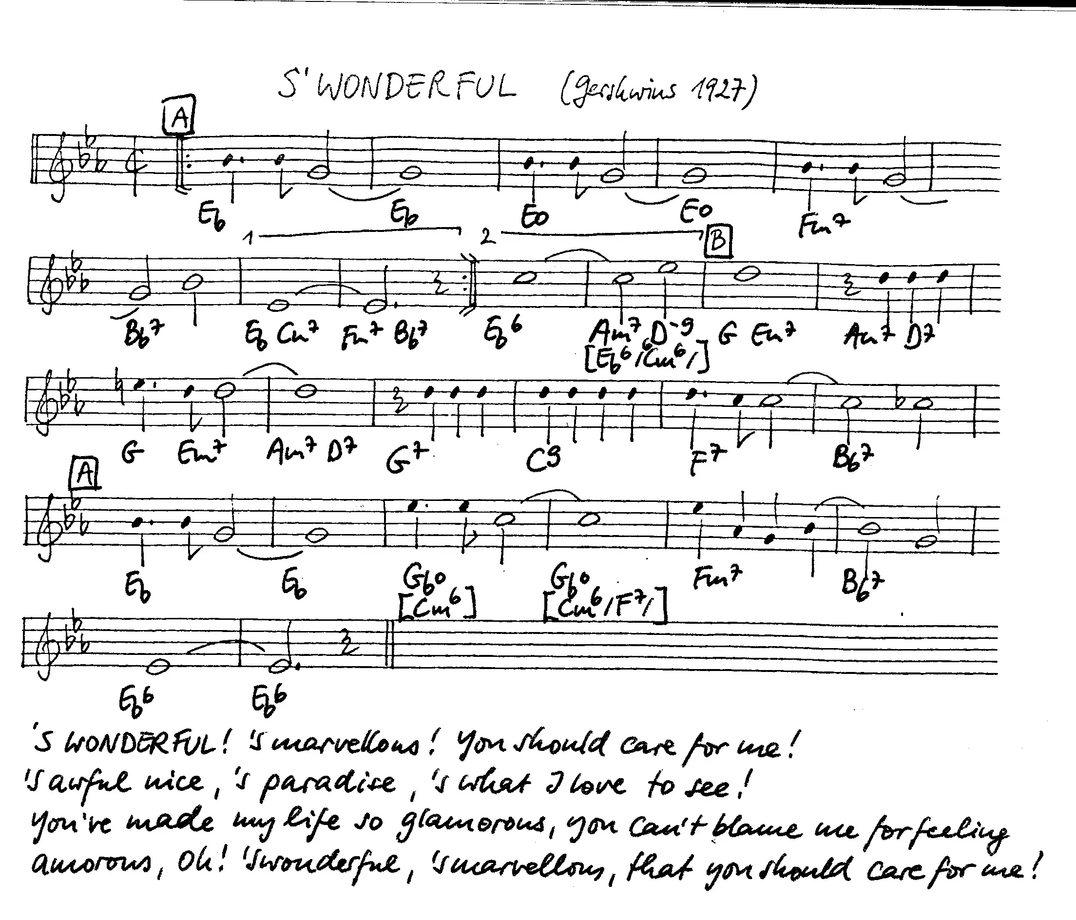 s' wonderful free jazz leadsheet - Courtesy of the Jungle Jazz Band